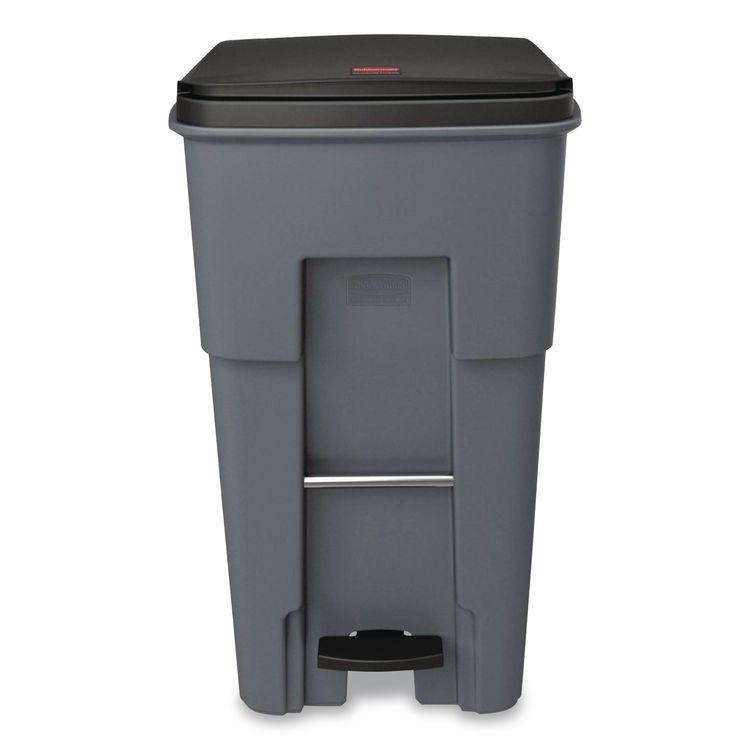 Brute Step-On Rollouts, 65 gal, Metal/Plastic, Gray