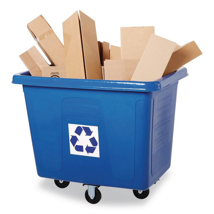 Recycling Cube Truck, 120 gal, 500 lb Capacity, Polyethylene, Blue