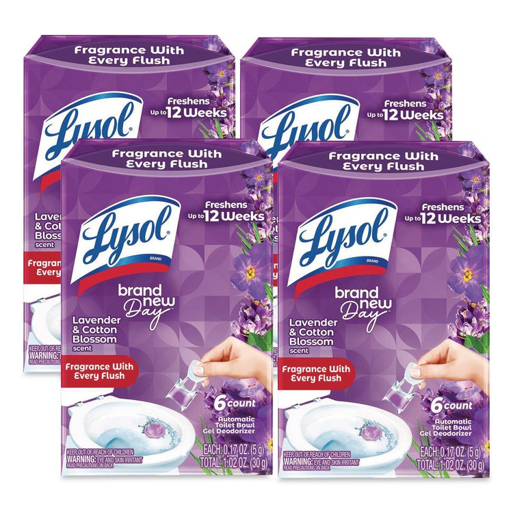 Click Gel Automatic Toilet Bowl Cleaner, Lavender and Cotton Blossom, 6/Box, 4 Boxes/Carton