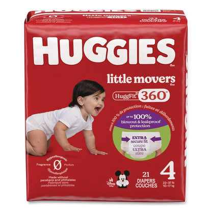 Little Movers HuggFit 360 Degree, Size 4, 22 lbs to 37 lbs, Disney Design, 21 Diapers/Pack, 4 Packs/Carton