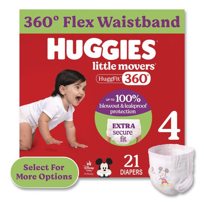 Little Movers HuggFit 360 Degree, Size 4, 22 lbs to 37 lbs, Disney Design, 21 Diapers/Pack, 4 Packs/Carton