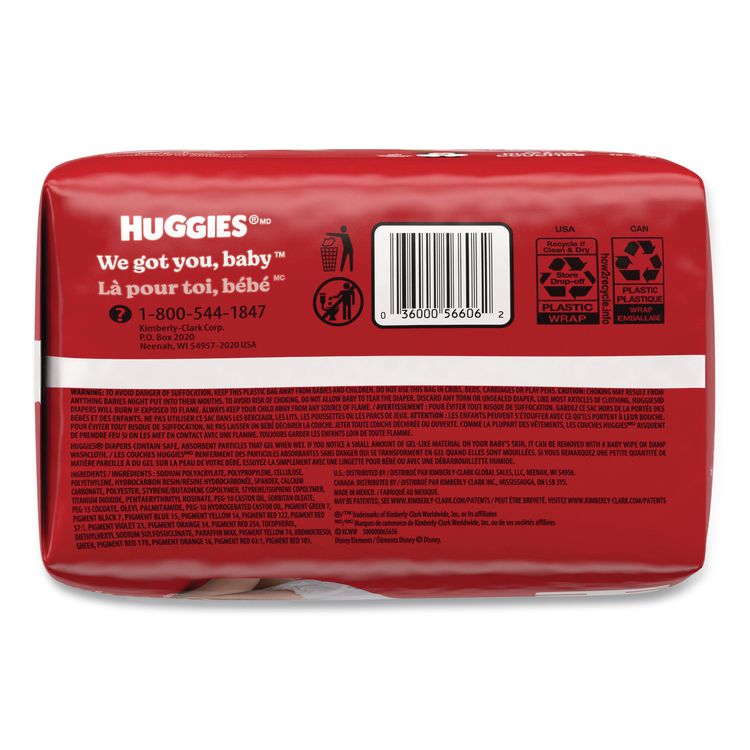 Little Movers HuggFit 360 Degree, Size 4, 22 lbs to 37 lbs, Disney Design, 21 Diapers/Pack, 4 Packs/Carton
