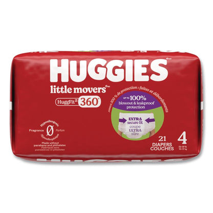 Little Movers HuggFit 360 Degree, Size 4, 22 lbs to 37 lbs, Disney Design, 21 Diapers/Pack, 4 Packs/Carton