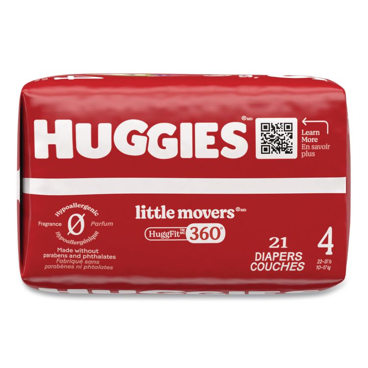 Little Movers HuggFit 360 Degree, Size 4, 22 lbs to 37 lbs, Disney Design, 21 Diapers/Pack, 4 Packs/Carton