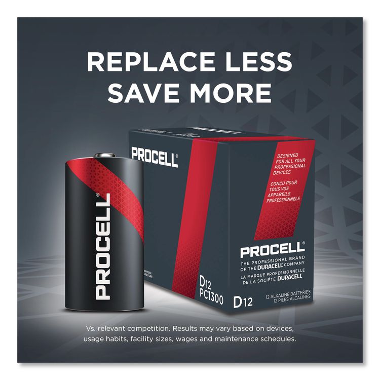 Professional Alkaline D Batteries, 12/Box