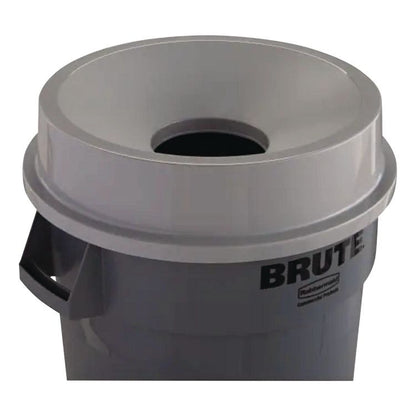 Round BRUTE Funnel Top Receptacle, For 32-Gallon Containers, 22.38" Diameter x 5h, Gray