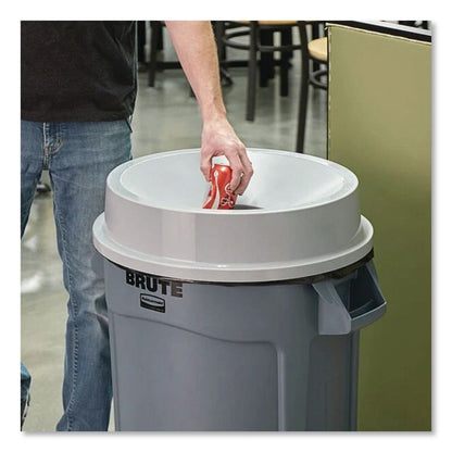Round BRUTE Funnel Top Receptacle, For 32-Gallon Containers, 22.38" Diameter x 5h, Gray