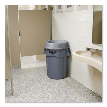 Round BRUTE Funnel Top Receptacle, For 32-Gallon Containers, 22.38" Diameter x 5h, Gray