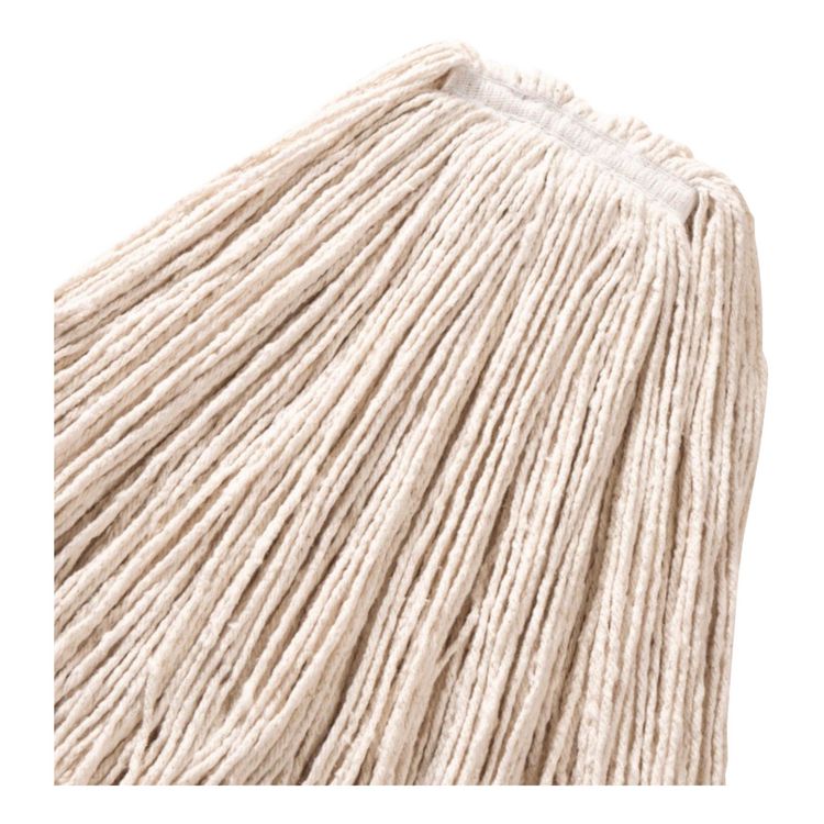 Non-Launderable Premium Cut-End Cotton Wet Mop Head, 24 oz, White, 1" White Band, 12/Carton