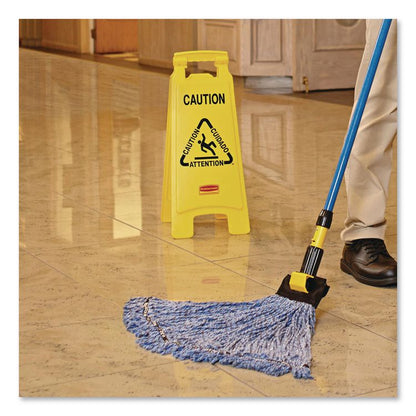 Multilingual "Caution" Floor Sign, 11 x 12 x 25, Yellow