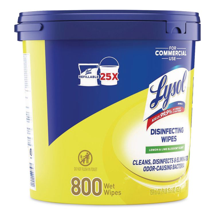 Professional Disinfecting Wipe Bucket, 1-Ply, 6 x 8, Lemon and Lime Blossom, White, 800 Wipes