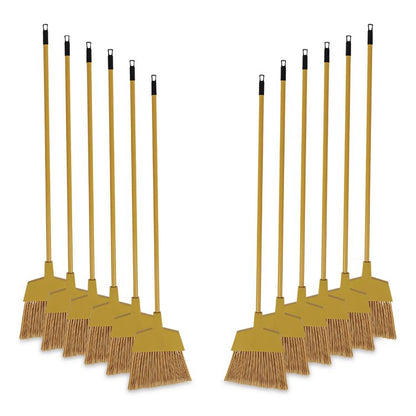 Corn Fiber Angled-Head Lobby Brooms, 55" Length, Yellow, 12/Carton