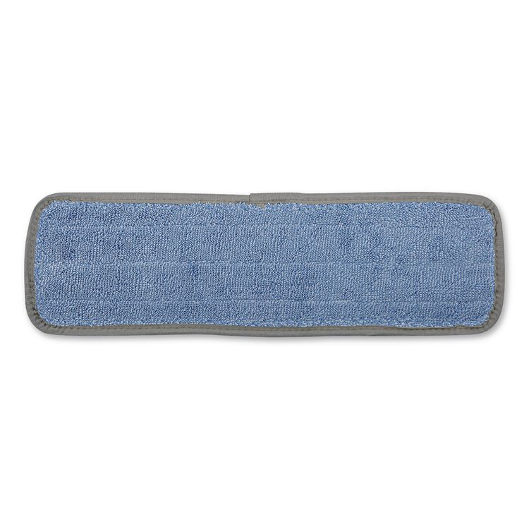 Microfiber Wet Mop Head, Blue, 18 x 5, Split Microfiber, Hook and Loop Back, Dozen