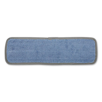 Microfiber Wet Mop Head, Blue, 18 x 5, Split Microfiber, Hook and Loop Back, Dozen