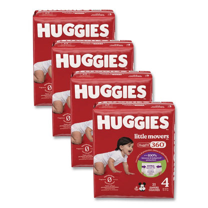 Little Movers HuggFit 360 Degree, Size 4, 22 lbs to 37 lbs, Disney Design, 21 Diapers/Pack, 4 Packs/Carton