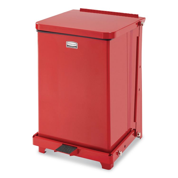 Defenders Heavy-Duty Steel Step Can, 4 gal, Steel, Red