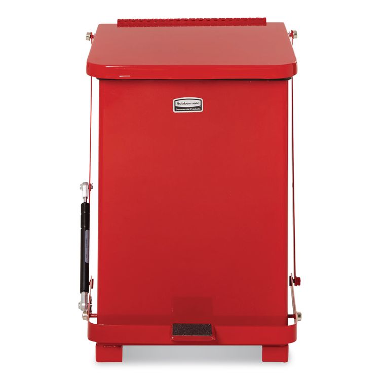 Defenders Heavy-Duty Steel Step Can, 4 gal, Steel, Red
