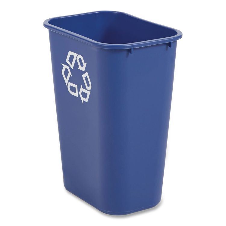 Deskside Recycling Container with Symbol, Large, 41.25 qt, Plastic, Blue
