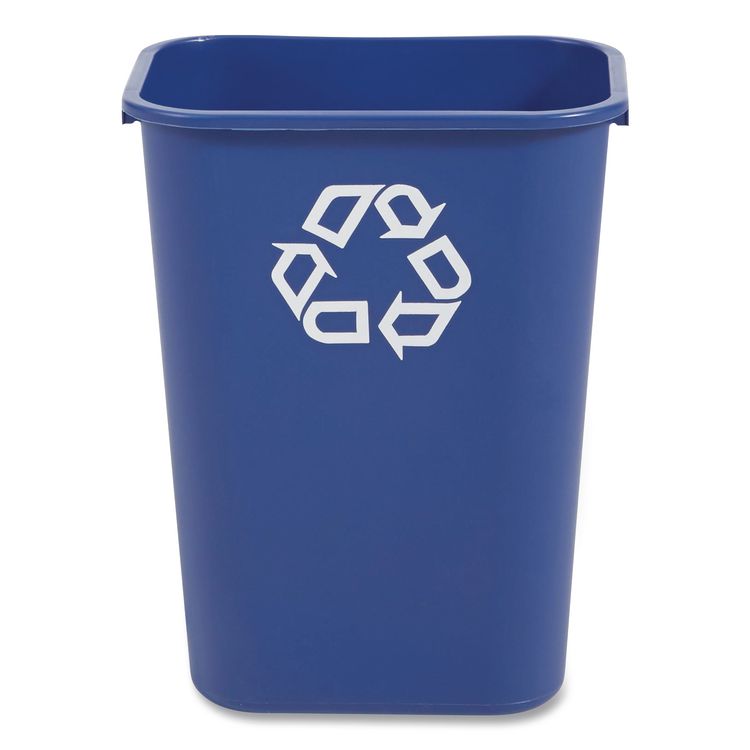 Deskside Recycling Container with Symbol, Large, 41.25 qt, Plastic, Blue