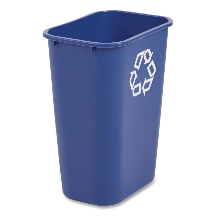 Deskside Recycling Container with Symbol, Large, 41.25 qt, Plastic, Blue
