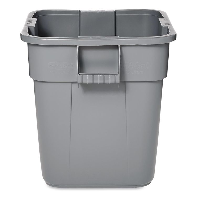 Square Brute Container, 28 gal, Polyethylene, Gray
