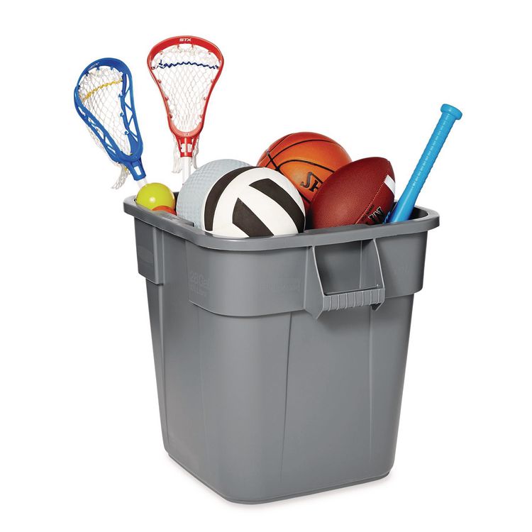 Square Brute Container, 28 gal, Polyethylene, Gray