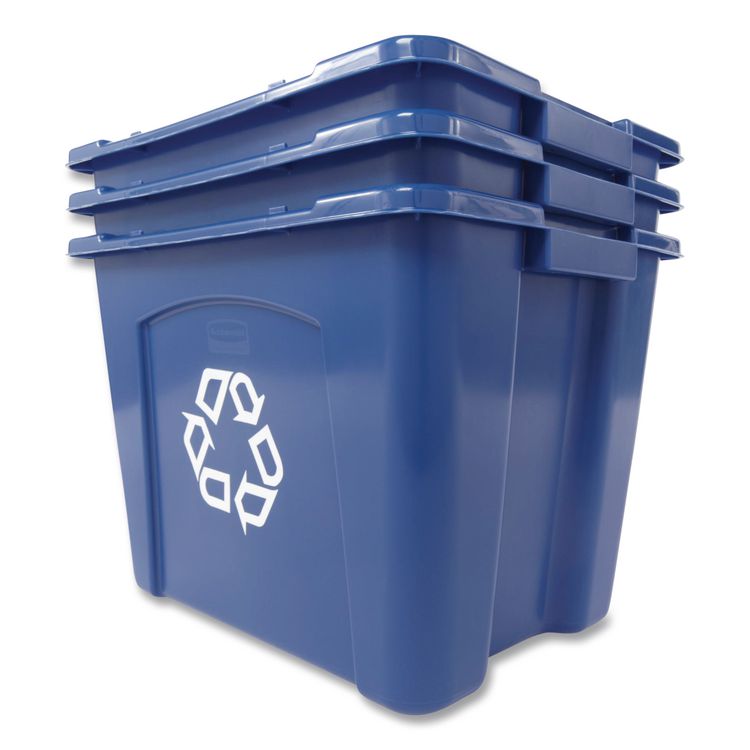 Stacking Recycle Bin, 14 gal, Polyethylene, Blue