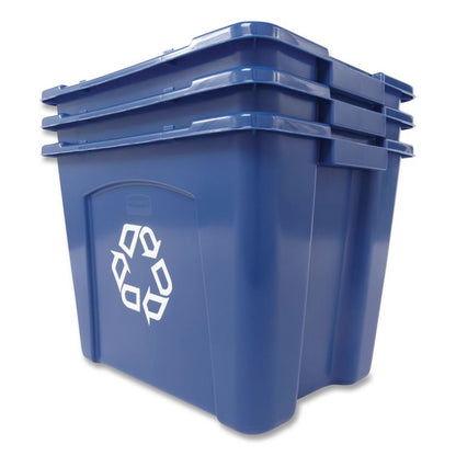 Stacking Recycle Bin, 14 gal, Polyethylene, Blue