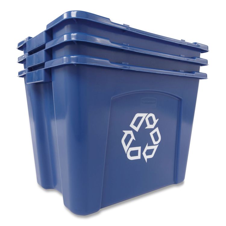 Stacking Recycle Bin, 14 gal, Polyethylene, Blue