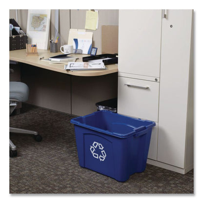 Stacking Recycle Bin, 14 gal, Polyethylene, Blue