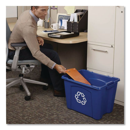Stacking Recycle Bin, 14 gal, Polyethylene, Blue
