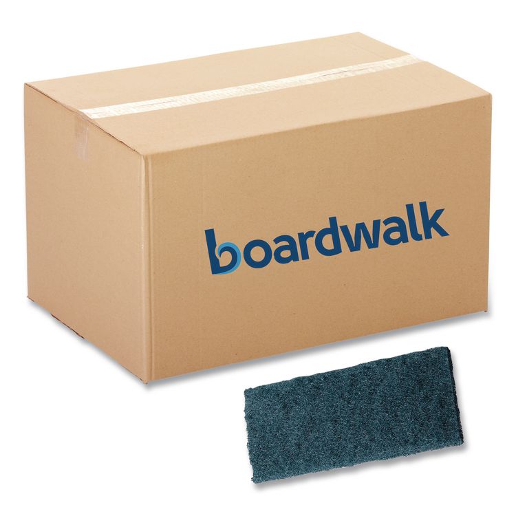 Medium-Duty Scrub Pad, 4.62 x 10, Blue, 10/Carton