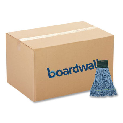 Mop Head, Premium Standard Head, Cotton/Synthetic Fiber, Medium, Blue, 12/Carton