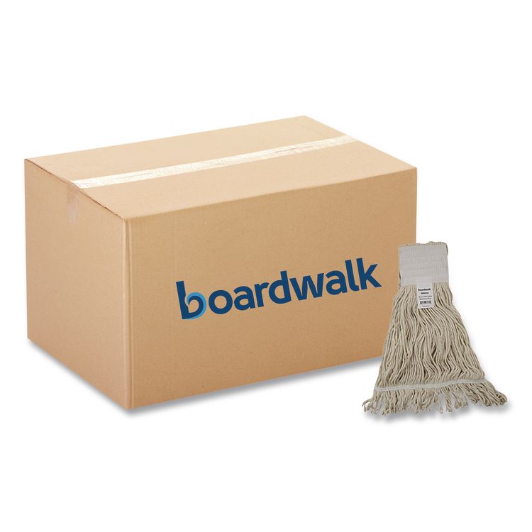Mop Head, Pro Loop Web/Tailband, Premium Saddleback Head, Cotton, 24 oz, White, 12/Carton