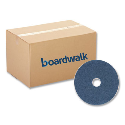 Scrubbing Floor Pads, 16" Diameter, Blue, 5/Carton