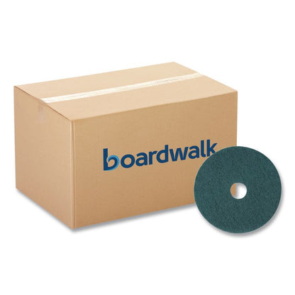 Heavy-Duty Scrubbing Floor Pads, 18" Diameter, Green, 5/Carton