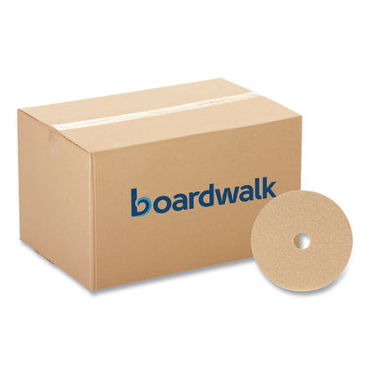 Burnishing Floor Pads, 27" Diameter, Tan, 5/Carton