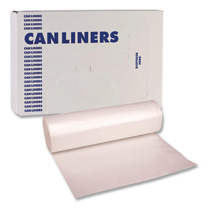 High-Density Can Liners, 45 gal, 12 mic, 40 x 48, Natural, Perforated Roll, 250/Carton