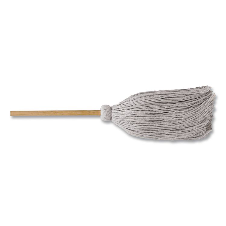 Cotton Deck Mop, #20 White Cotton Head, 50" Wood Handle, 12/Carton