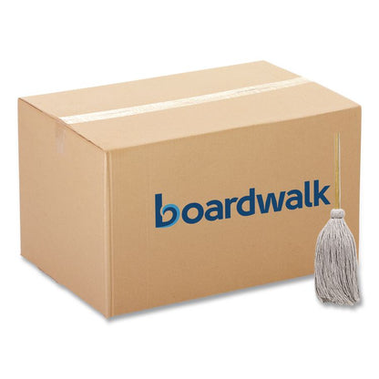 Cotton Deck Mop, #32 White Cotton Head, 50" Wood Handle, 6/Carton