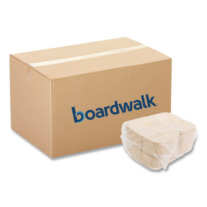 Molded Fiber PFAS-Free Food Containers, Hoagie/Hinged Lid, 6 x 3 x 9, Tan, Sugarcane, 250/Carton