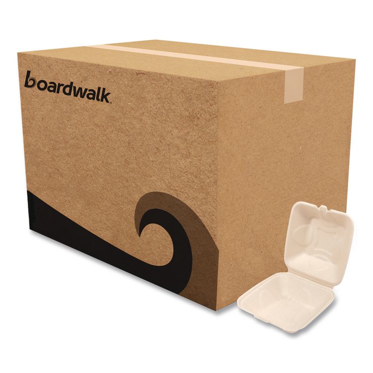 Molded Fiber PFAS-Free Food Containers, 9 x 9 x 3.19, Tan, Sugarcane, 100/Sleeve, 2 Sleeves/Carton
