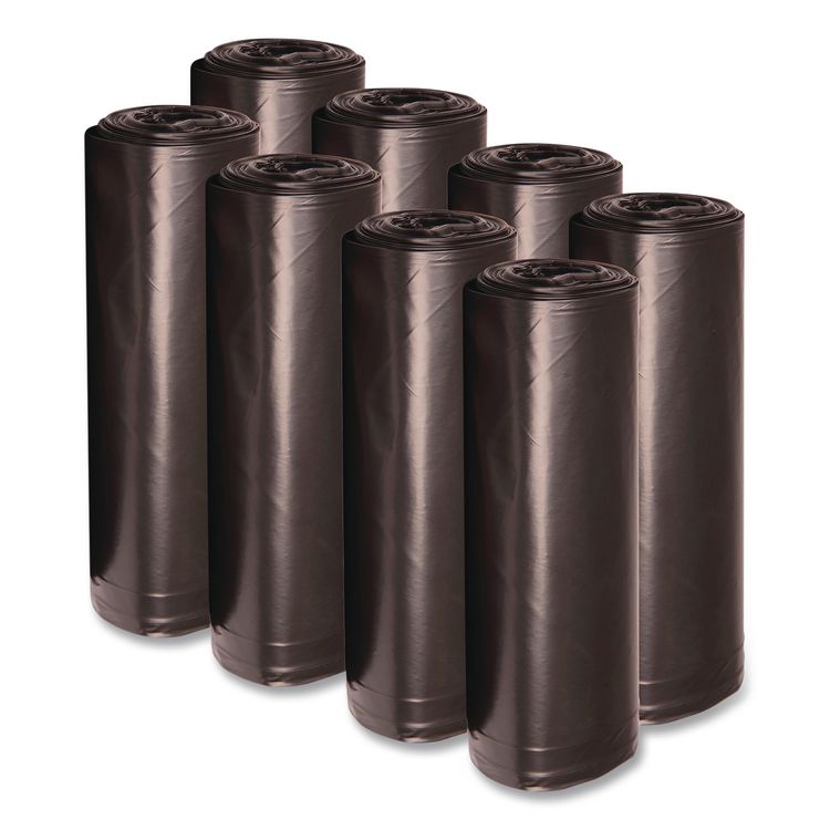 Low-Density Waste Can Liners, 23 gal, 0.9 mil, 28" x 45", Black, Perforated Roll, 25 Bags/Roll, 8 Rolls/Carton