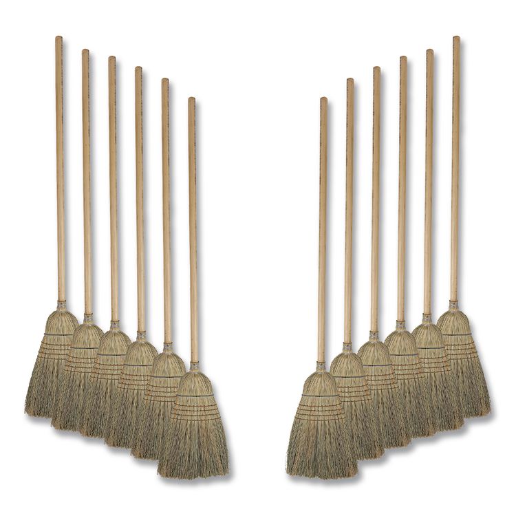 Warehouse Broom, Corn Fiber Bristles, 56" Overall Length, Natural, 12/Carton