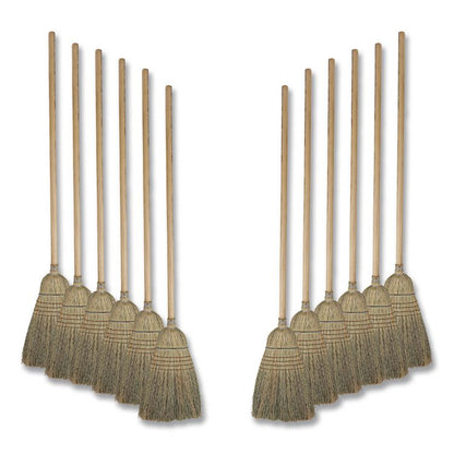 Warehouse Broom, Corn Fiber Bristles, 56" Overall Length, Natural, 12/Carton