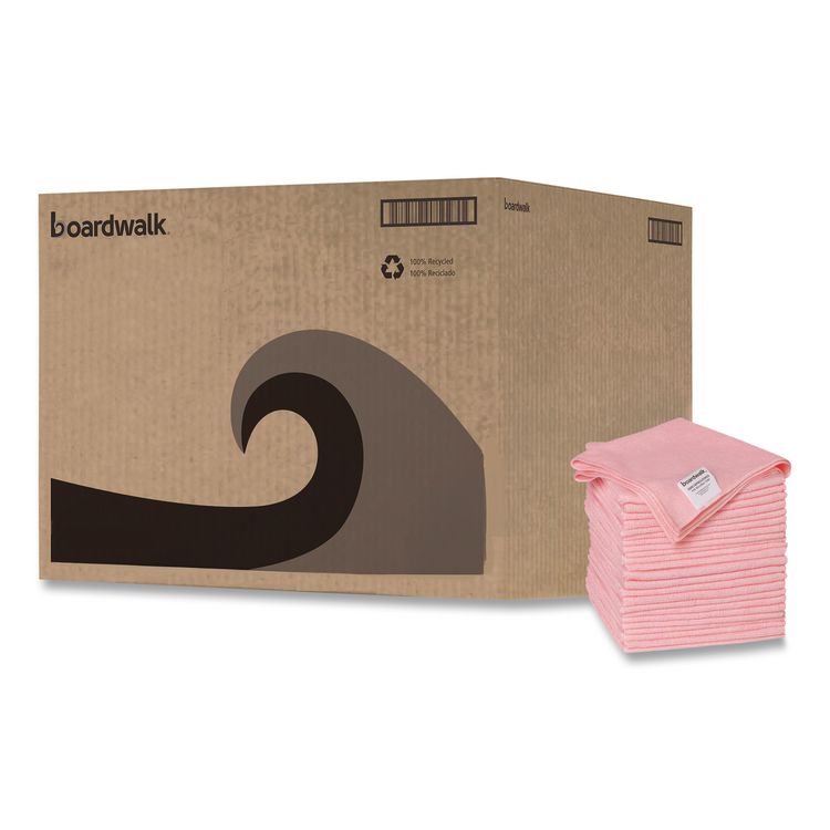 Microfiber Cleaning Cloths, 16 x 16, Pink, 24/Pack