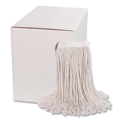 Premium Cut-End Wet Mop Heads, Cotton, 24 oz, White, 12/Carton