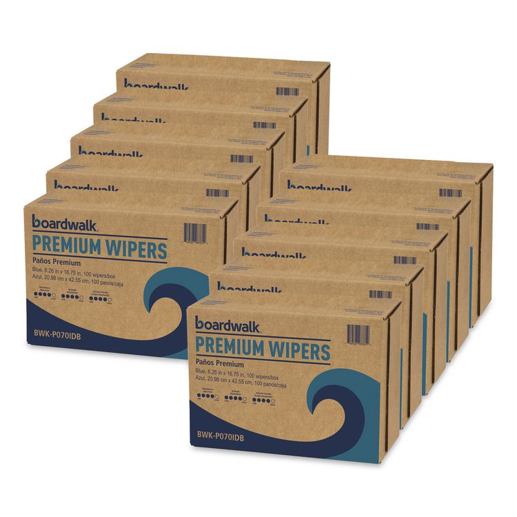 Hydrospun Wipers, 8.26 x 16.75, Blue, 100 Wipes/Box, 10 Boxes/Carton