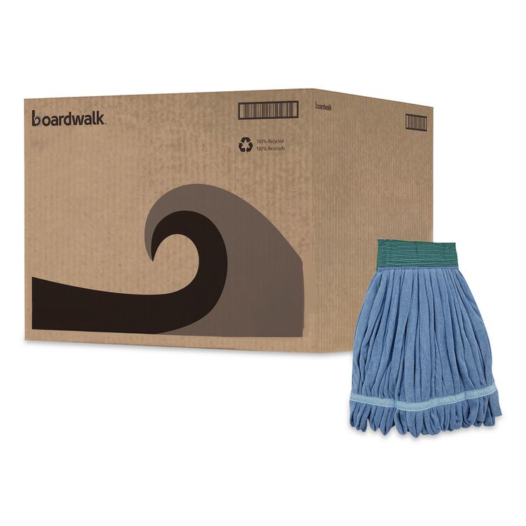Microfiber Looped-End Wet Mop Heads, Medium, Blue, 12/Carton, 12/Carton