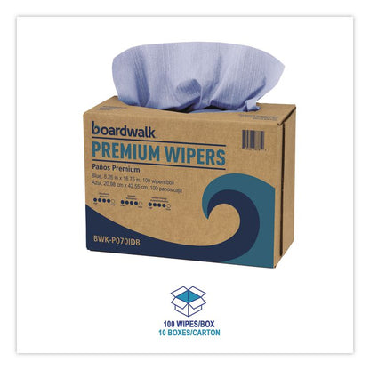Hydrospun Wipers, 8.26 x 16.75, Blue, 100 Wipes/Box, 10 Boxes/Carton